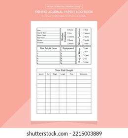 Fishing Log Book | Fishing Note Book | Fishing Journal Printable Template 