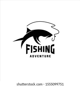 Fishing Logo Badge Illustration with Salmon, Ideal For Fishing Club, Tournament, Restaurant, Fashion Apparel Patch, Sticker, Sign, Event. 