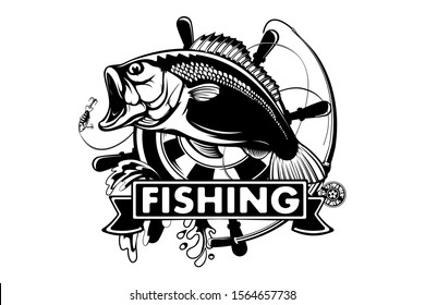 Fishing Logo Bass Fish Rod Club Stock Vector (Royalty Free) 1564657738 ...