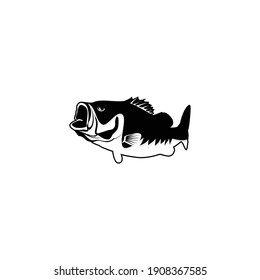 Logotipo de pesca Pescado trasero con emblema del club de la vara Ilustración vectorial del tema de la pesca Aislado en blanco