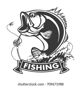 Fishing Logo Bass Fish Rod Club Stock Vector (Royalty Free) 709671988 ...