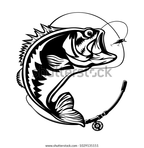 Fishing Logo Bass Fish Rod Lure Stock Vector (Royalty Free) 1029135151