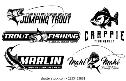 Fishing Logo Bundle Template. unique and Fresh Fish fishing logo bundle template. great to use as your fishing company logo.