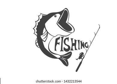 Fishing logo club emblem.  vector illustration. Isolated White background