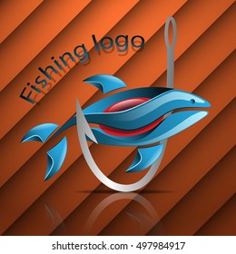 Fishing logo design eps10 vector