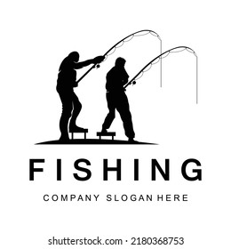 Fishing Logo Design, Fish Hunting Vector Illustration