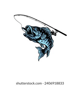 Fishing logo design illustration. Fishing sport logo