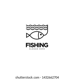 Fishing Logo Design Outline Monoline