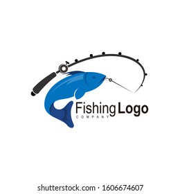 Fishing logo design template, Fish and hook logo template,