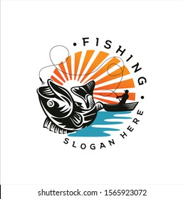 Fishing logo design template illustration. Sport fishing Logo