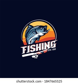 Fishing logo design template illustration