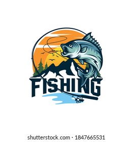 Fishing logo design template illustration