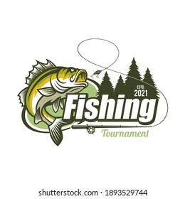 Fishing logo design template illustration . Sport fishing Logo
