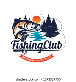 Fishing logo design template illustration . Sport fishing Logo
