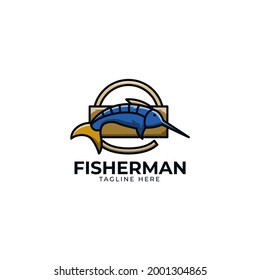 Fishing logo design template illustration