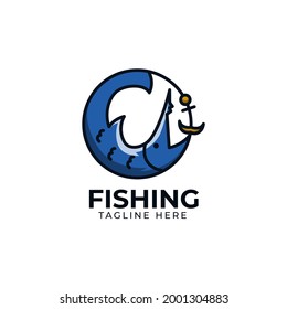 Fishing logo design template illustration