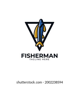 Fishing logo design template illustration