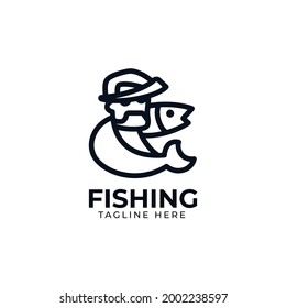 Fishing logo design template illustration