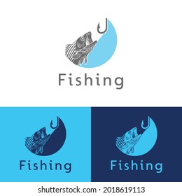 Fishing logo design template, illustration Sportfishing Logo, Fish Hook, Fishing Angler, logo design, inspiration,

