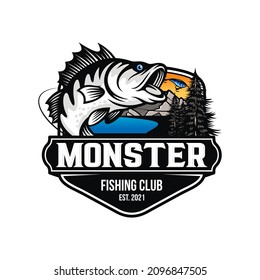 Fishing logo design template illustration . Sport fishing Logo