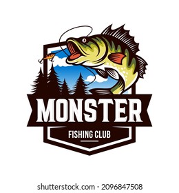 Fishing logo design template illustration . Sport fishing Logo