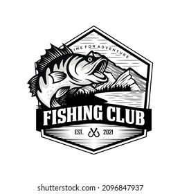 Fishing logo design template illustration . Sport fishing Logo