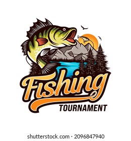 Fishing logo design template illustration . Sport fishing Logo
