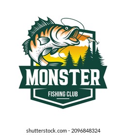 Fishing logo design template illustration . Sport fishing Logo