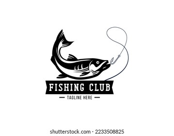 Fishing logo design template illustration . Sport fishing Logo