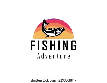 Fishing logo design template illustration . Sport fishing Logo