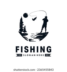 Fishing logo design template illustration