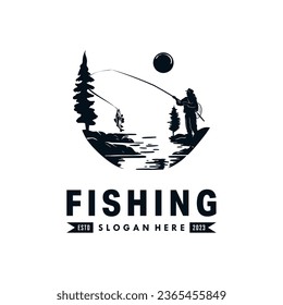 Fishing logo design template illustration