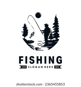 Fishing logo design template illustration