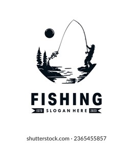 Fishing logo design template illustration