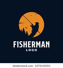 Fishing logo design template illustration. Sport fishing Logo