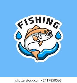Ilustración del diseño del logotipo de pesca. Logotipo de pesca deportiva