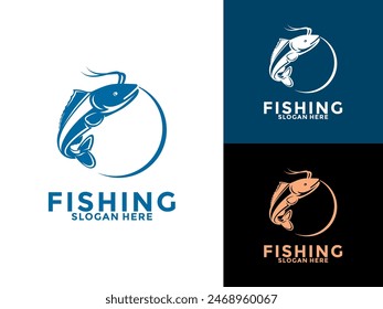 Ilustración de Plantilla de diseño de logotipo de pesca. Logo de pesca deportiva