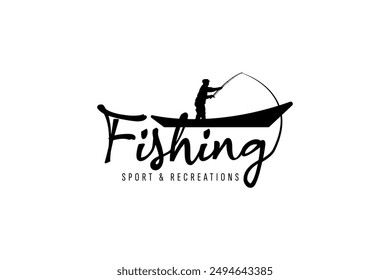 Fishing logo design template illustration . Sport fishing Logo