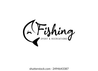 Fishing logo design template illustration . Sport fishing Logo