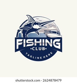 Fishing logo design template illustration