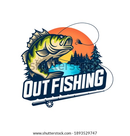 Fishing logo design template illustration . Sport fishing Logo

