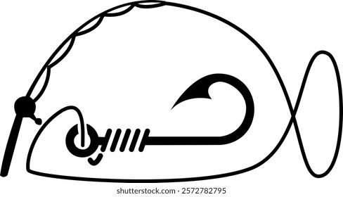 Fishing logo design template illustration.fishing hook vector illustration clip art black fishing on white background.