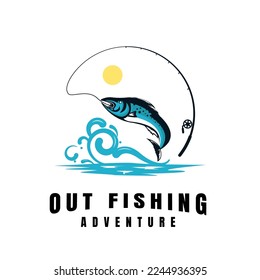 Fishing logo design template vector illustration