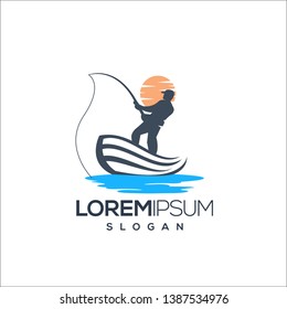 fishing logo design vector 