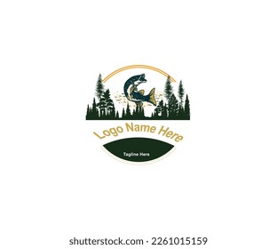 Fishing logo design vector camping
