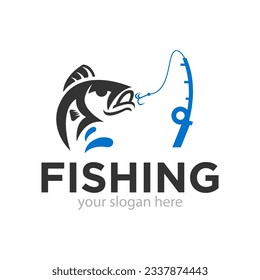 Ilustración del vector de diseño del logotipo de pesca