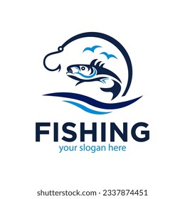 Ilustración del vector de diseño del logotipo de pesca