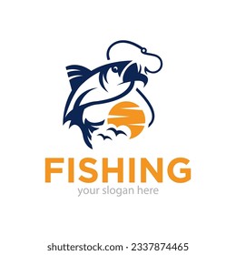 Fishing Logo Design Vector Illustration