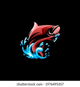 fishing logo design vector premium