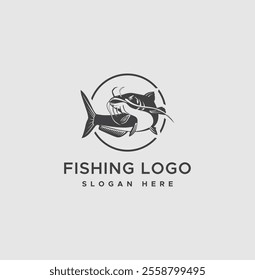 fishing logo design vector template design
